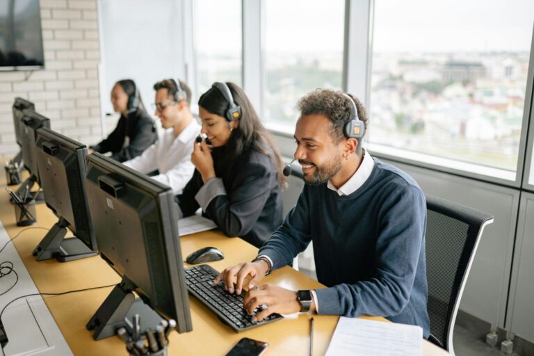 A high-performing sales team in a professional setting.