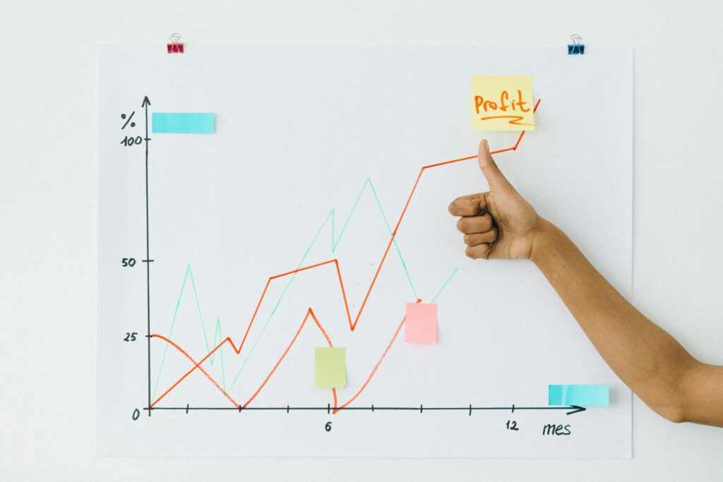 A graph showing a steady increase, representing business profit growth.
